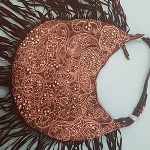 Black rhinestone & fringe purse 1 shoulder strap